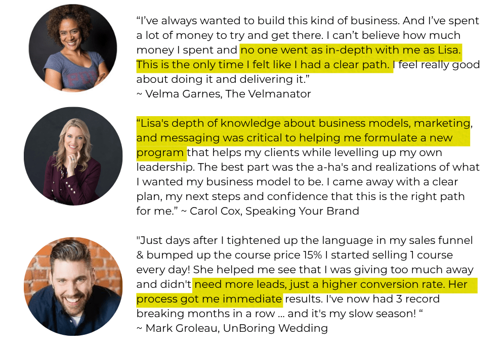 Square testimonials blocks
